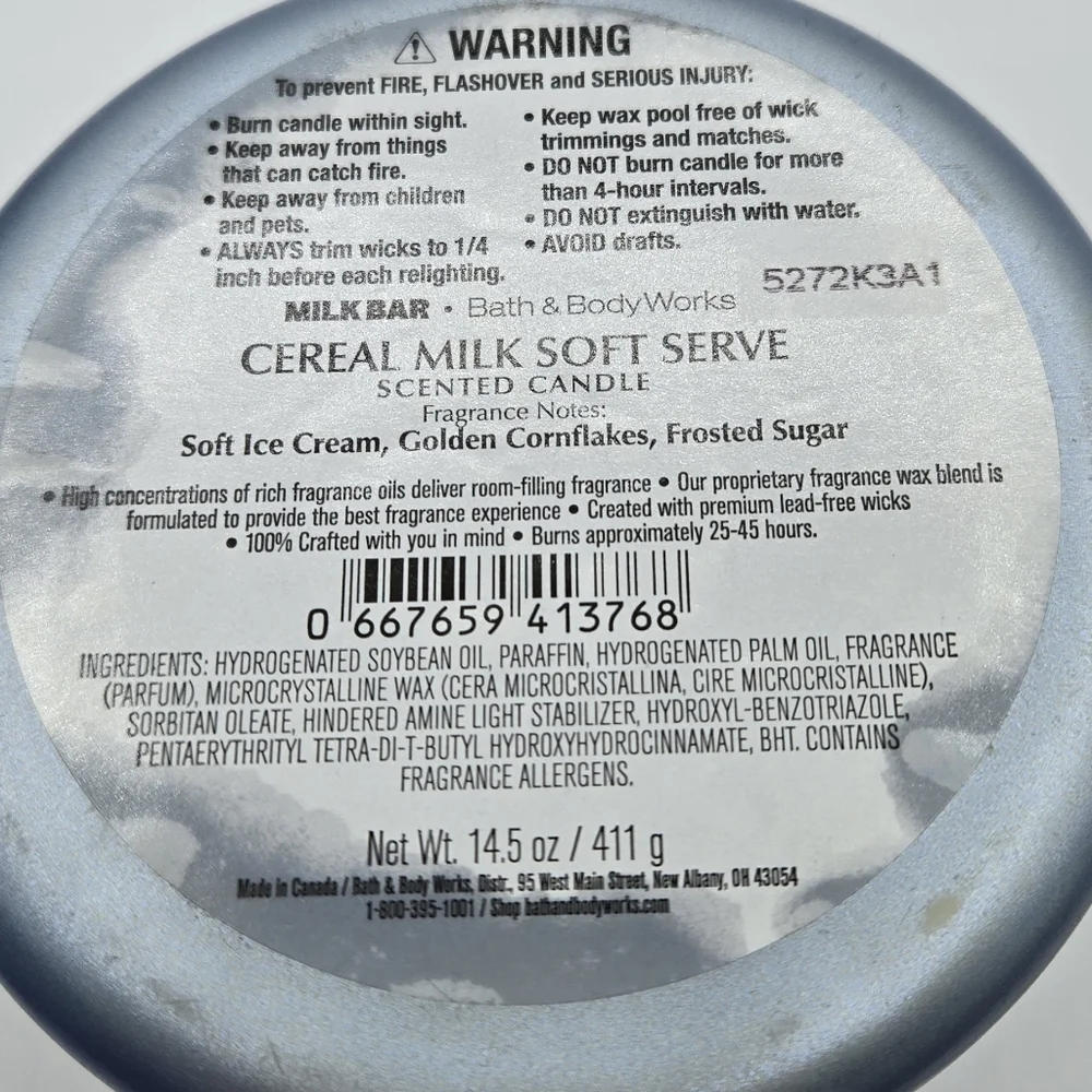 Bath and Body Works Milk Bar Cereal Milk Soft Serve 3 wick Candle - Picture 4 of 5